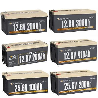 POWER QUEEN 12V/24V 300Ah 200Ah 100Ah 50Ah LiFePO4 Akku Lithium Batterie für Solar Off-grid