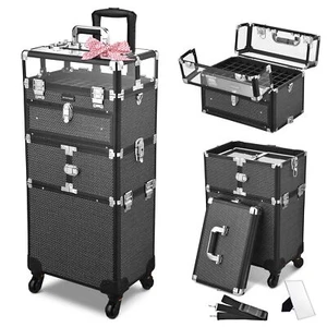 Byootique Nail Polish Organizer 2in1 Rolling Makeup Train Case Manicure Black - Bild 1 von 9