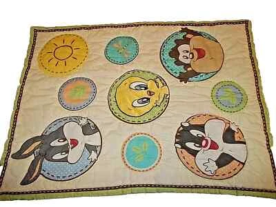 7S Vintage 30x45 Looney Tunes Tweety Taz Bugs Baby Crib Comforter/Quilt/Blanket - Image 1 of 4