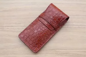Red Brown Watch Pouch Bag CROCODILE Print Leather Watches Case Storage Travel - Picture 1 of 5