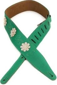 Levy's 2.5" Daisy Chain Green Leather Strap with Flower Appliques - Picture 1 of 1