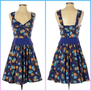 Plenty by Tracy Reese Blue Orange Floral Fit and Flare Silk Cotton Dress Size 2  - Picture 1 of 9