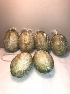 Easter Eggs Set of 6 Handmade Leaf Pattern Decoupage Hanging Ornament Unique - Picture 1 of 12