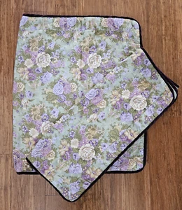 April Cornell 2  King Pillow Shams Purple Floral 100% Cotton Velvet Trim Cottage - Picture 1 of 12