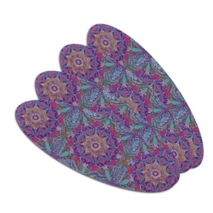 Purple Floral Mosaic Pattern Double-Sided Oval Nail File Emery Board Set 4 Pack - Picture 1 of 4