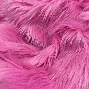 Bubble Gum Mohair Shaggy Faux Fur Fabric By The Yard ( Long Pile ) 60" Wide - Picture 1 of 2