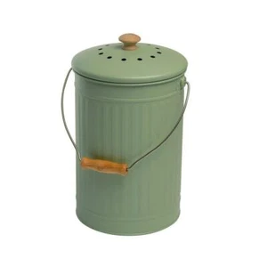 Sage/Green – 7 Litre Metal Compost Caddy / Food Waste Bin - Picture 1 of 6