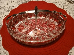 Vintage Crystal Cut Glass Hors D'oeuvres and Silverplate Tray Serving Dish - Picture 1 of 7
