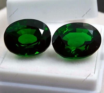 20 Ct Natural Tsavorite Garnet Green CERTIFIED Oval Cut Loose Gemstone Pair - Image 1 of 4