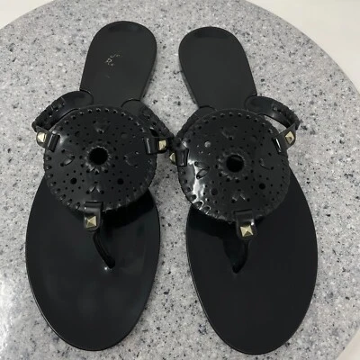 Sandalias Jack Roger para mujer 11 Georgica negras tanga de gelatina chanclas zapatos planos Foto 1 de 4