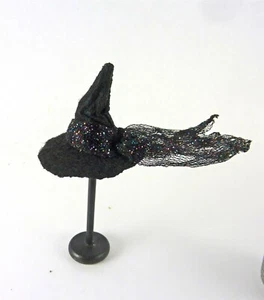 Dollhouse Miniature Artisan Witches Hat with Black Sparkle Net, NO STAND - Picture 1 of 1