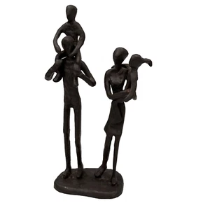 Sculpture Bronze Metal Decorative Figures Couple w Children Love Heart - Picture 1 of 13