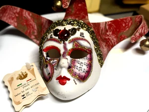 Vintage Mask Porcelain Hand Made Italy LA MASCHERA DEL GALEONE certificate red - Picture 1 of 12