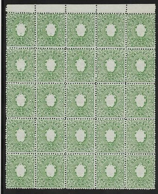 GERMANY- SAXONY. 1863. 3pf. GREEN MNH BLOCK OF 25. FINE CONDITION. SG31. (2881) - Image 1 of 2