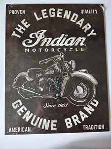 The Legendary Indian Motorcycle Metal Sign Wall Decor Black Vintage/Retro New - Picture 1 of 2