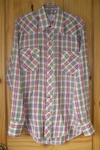 Wrangler Vintage Permanent Press Long Tails Pearl Snap Shirt USA Made, Herren M - Bild 1 von 7
