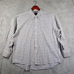 Mens Chaps NWOT No Iron Classic Fit Long Sleeve Plaid Button Up Shirt 18.5 34-35 - Picture 1 of 13