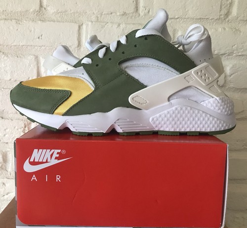 NIKE Stussy x Huarache verde oliva uomo taglia 10 a mano pronta spedizione DD1381 300 raro