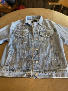 Akita Oversized Embellished Boyfriend Demin Jacket Women’s Size Small With Tags - Picture 1 of 13