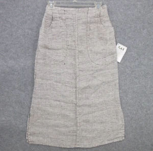 FLAX Designs Linen Skirt P Pull-On A-Line Elastic Waist Side Slit With Pockets - Picture 1 of 11