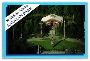 Ketchikan AK Saxman Park Tlingit Totemstangen groß 6x4 Größe unverpostet Postkarte - Bild 1 von 2