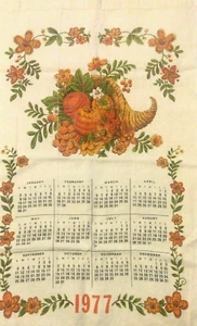 Vintage Horn Of Plenty Leinen Handtuch Kalender 1977. - Bild 1 von 8