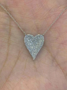 2Ct Round Cut Lab-Created Diamond Heart Pendant 14K White Gold Plated Free Chain - Picture 1 of 3
