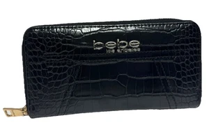 Bebe Geldbörse mit umlaufendem Reißverschluss schwarz Evelyn Krokoprägung. - Bild 1 von 11