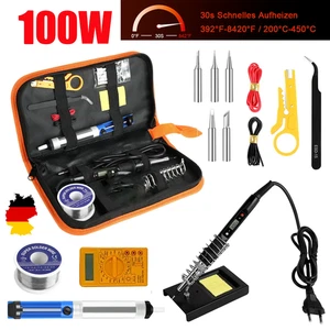 Lötkolben Set Lötset 100W Lötstation Temperatur Einstellbar Soldering Iron Wire - Bild 1 von 9