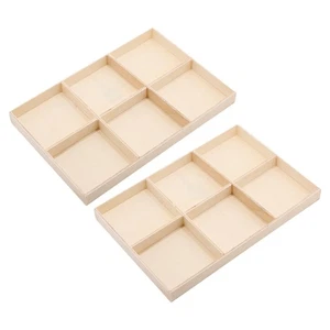 2 Pcs Wooden Box With Multi Compartments For Pendant Storage Jewelry Organizer - Picture 1 of 11