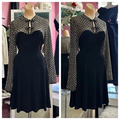 Vintage 90s Mini Dress Black Long Sleeves Flowy Whimsy Goth Grunge M/L - Image 1 of 4