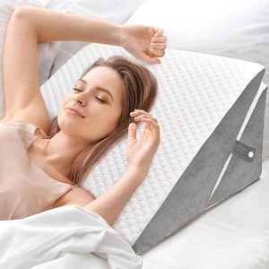Bed Wedge Pillow, Folding Foam Triangle Pillow for Sleep Apnea, Acid Reflux, Sno - Picture 1 of 12
