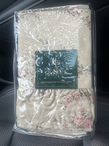 Vintage Ralph Lauren Trianon Rosvin Pale  Pink Rose  Ruffle Pillowcases Set New - Picture 1 of 4