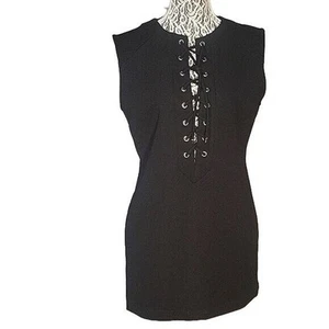 ENGLISH FACTORY Vestito midi donna testurizzato intrecciato davanti manica corta bodycon M - Foto 1 di 7