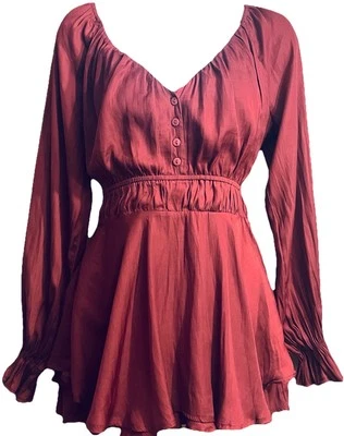 Women’s Tiered Romper Dress High Waist Maroon Sz S Silky WhimsiGoth Coquette - Image 1 of 4