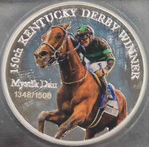 150th Kentucky Derby Winner 1 ozt .999 Silver Round ICG MS 69 (S317) - Picture 1 of 5