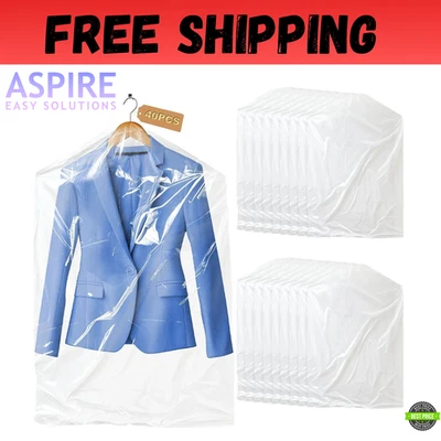 40 Piezas Fundas de Ropa para Limpiadora en Seco Bolsas de Ropa de Plástico Transparente para Ropa 60x90cm Foto 1 de 4