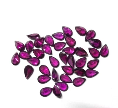 100% Natural Rhodolite Garnet 5X3mm Pear Shape Faceted Cut Loose Gemstone 10 Pcs - Image 1 of 4