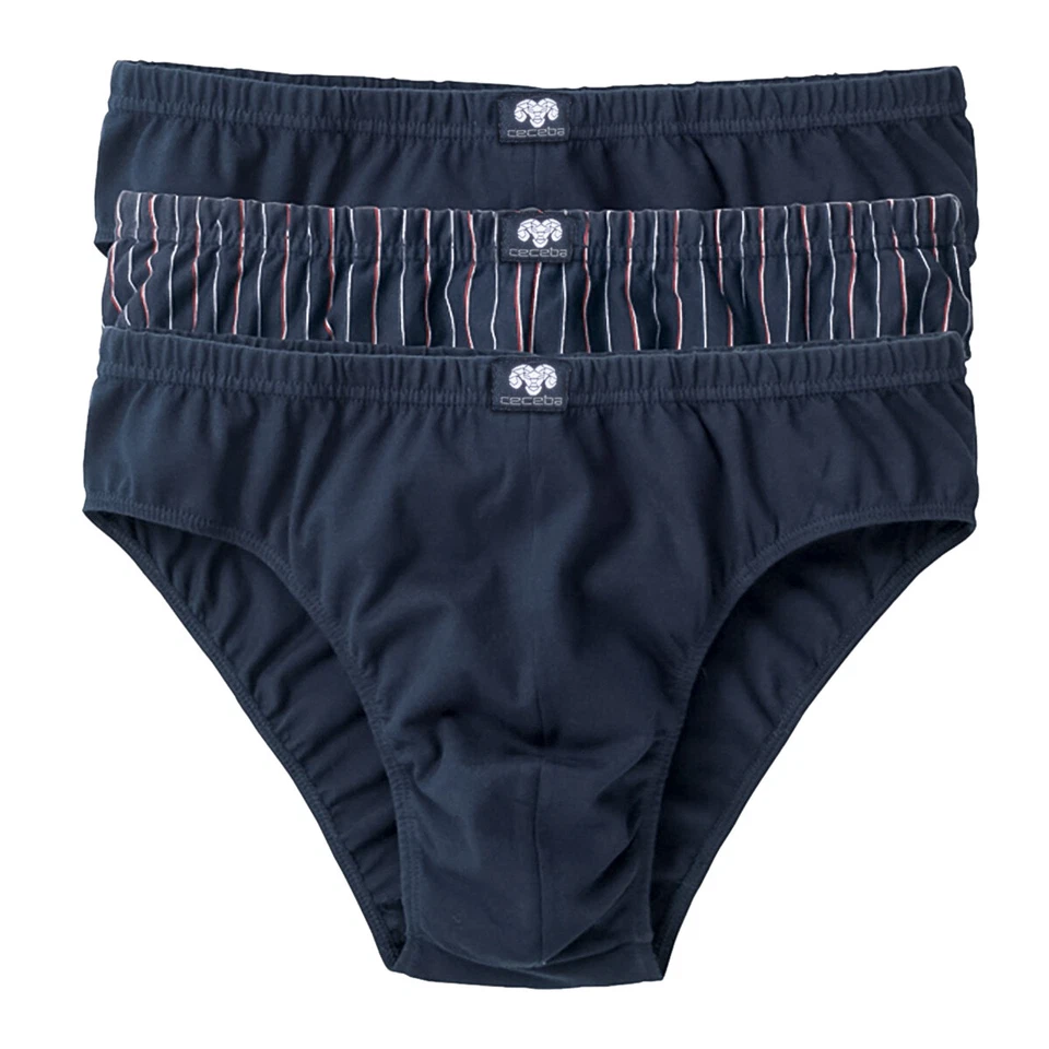 Ceceba 3er-Pack Slips navy uni/gestreift Übergrößen 7 8 9 10 12 14 16 18 NEU - Bild 1 von 1