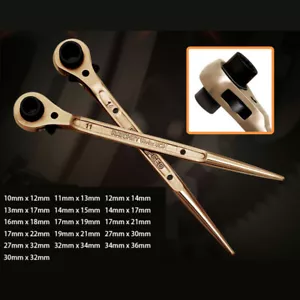 Professional Scaffold Dual Head Socket Podger Ratchet Spanner 10x12,11x13-34x36 - Picture 1 of 20