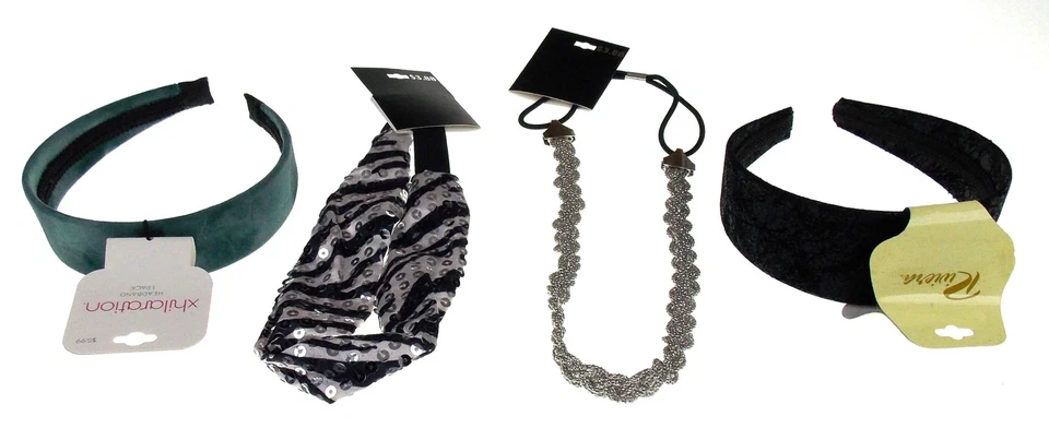 Повязки на голову Xhilaration Riviera лот из 4 различных тканей для волос пластиковые блестящие блестки - Изображение 1 из 2