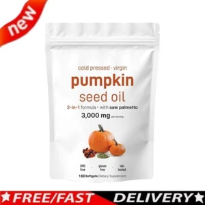 Pumpkin Seed Oil 3000mg | 180Softgel Capsules |Cold Pressed |Naturally Rich in๐ - Picture 1 of 11