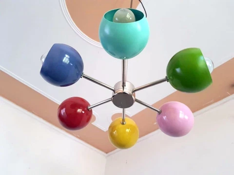 Mid Century Chandelier Sputnik Eyeball Shade Multicolored brass Décor chandelier Cover
