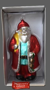 Vtg Handblown Dept56 St Nick Mercury Glass Santa Christmas Ornament Jumbo 9"Box - Picture 1 of 14
