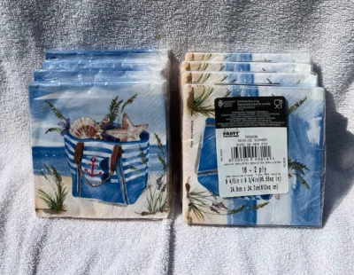 Lot of 8 Seaside Summer Beverage Paper Napkins 16 Per Pack Tableware Supplies - Image 1 of 4