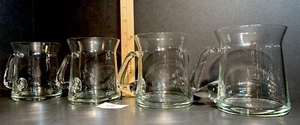 4 Clear Glass Coffee Drink Flared MUGS Steins - Picture 1 of 8