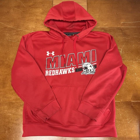 Miami Redhawks Hoodie Men Small Red Pullover Long Sleeve Sweatshirt Under Armour Cover