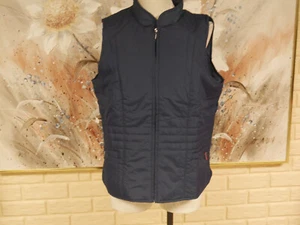NWT COLDWATER CREEK 10-12 MEDIUM ZIPPER FRONT NAVY POLYESTER WAIST PULLS VEST - Picture 1 of 8