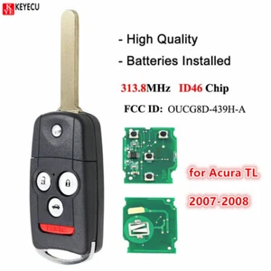 For 2007 2008 Acura TL Flip Key Keyless Entry Remote Car Key Fob OUCG8D-439H-A - Foto 1 di 2