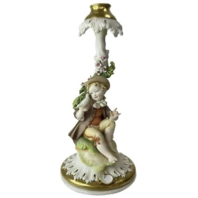 RARE Giuseppe Cappe Works of Art Capodimonte Bisque Boy Figurine Lamp Base - Image 1 of 4